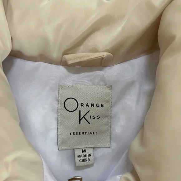 Cream Color Fashion Cropped Short Puffer Vest Gilet Standing Collar Zip Pockets - Picture 5 of 13